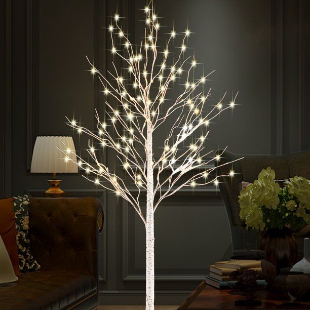 Photo 1 of 6 Feet Pre-lit Artificial Birch Tree with 440 LEDs,Warm White, for Home,Festival, Party and Christmas Decoration, Indoor and Outdoor Use?6FT,Warm White?