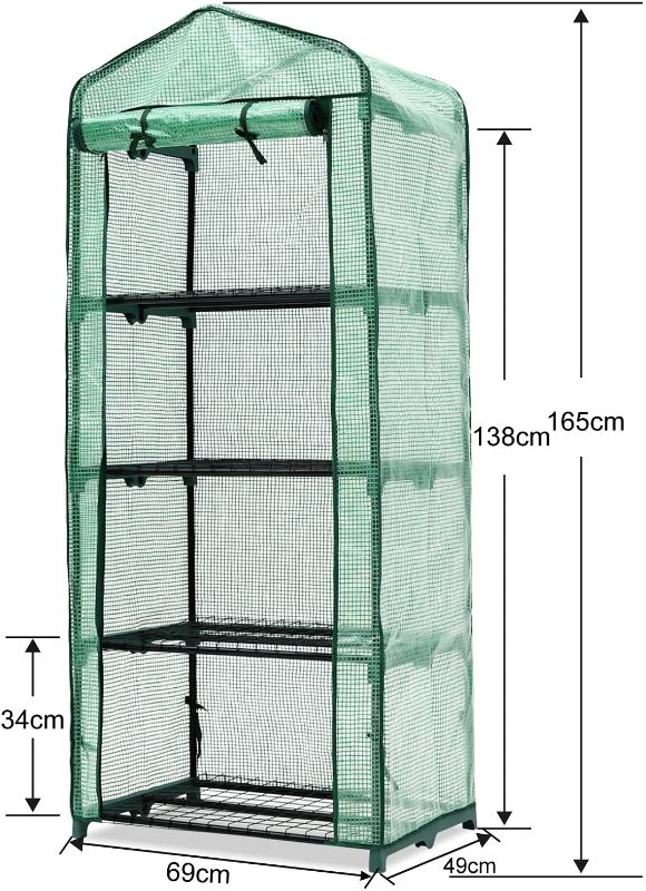 Photo 2 of ABCCANOPY Mini Greenhouse, 4 Tiers Portable Gardening Greenhouse with Zippered Door for Indoor Outdoor Use (Green PE Cover)