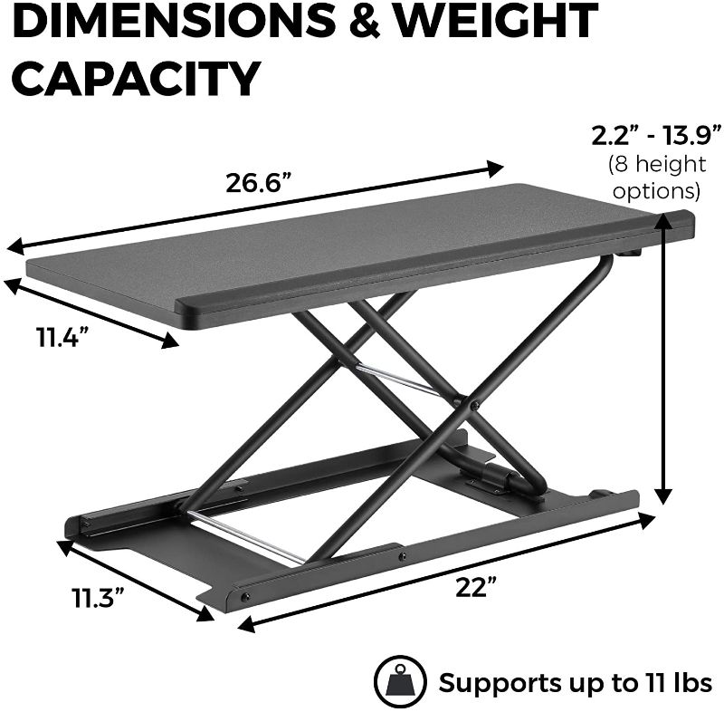 Photo 1 of HumanCentric Keyboard and Mouse Stand (Black) – Adjustable Riser for Standing Desks/Desktops and Sit Stand Desks | Lifts Up to 13 inches in Height