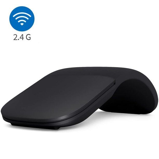 Photo 1 of Wireless Mouse with USB Mini Folding Mouse 2.4GHz Arc Optical Touch Receiver Suitable for PC Laptop MacBook BLACK