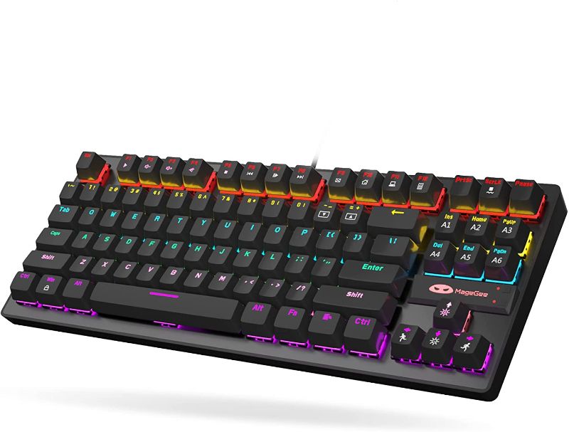 Photo 1 of 70 Percent Mechanical Keyboard 87 Keys Gamer Gaming Colorful Backlit Wired TKL Gaming Keyboard with Blue Switch Keyboard for PC Gamer Computer Laptop/PS4/Xbox/MAC/Windows(Black)
