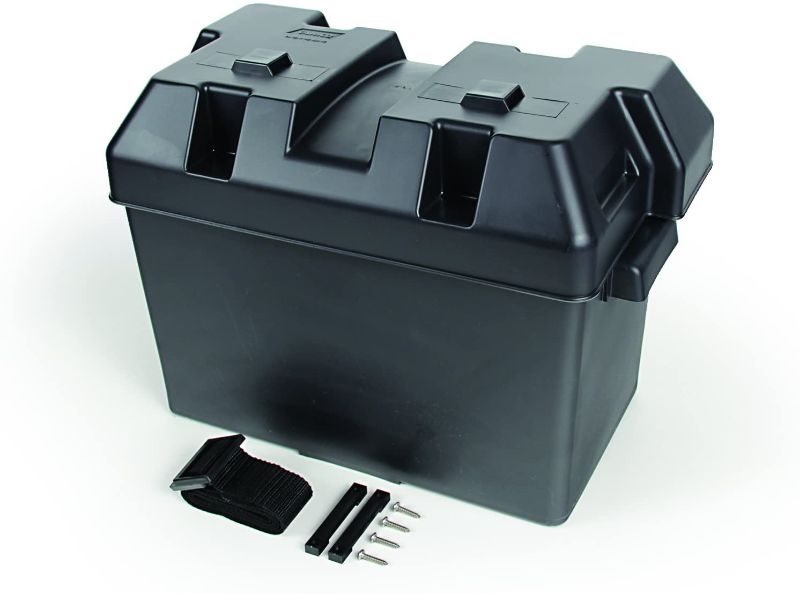 Photo 2 of Camco Heavy Duty Large Box with Hardware | Fits Group 27, 30 and 31 Durable, Anti-Corrosion Material | Safely Stores RV, Automotive, and Marine Batteries (55373) ***OPEN BOX BUT ITEM IS NEW***
