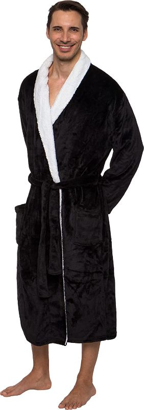 Photo 1 of Ross Michaels Mens Robe Plush Sherpa Trim Fleece Bathrobe with Shawl Collar Mid
SIZE L/XL