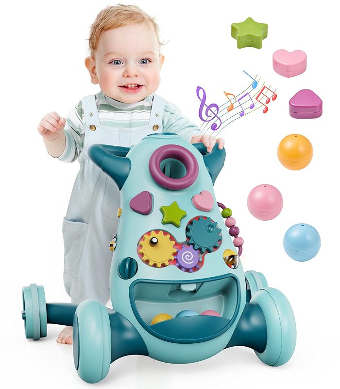 Photo 1 of Geyiie 2 in 1 Baby Sit to Stand Learning Walker, Infant Push Walking Toy with Lights & Sounds, Kids Indoor Outdoor Musical Activity Play Center, Birthday Gift for 1 2 3 Years Old Boys Girls Toddlers
