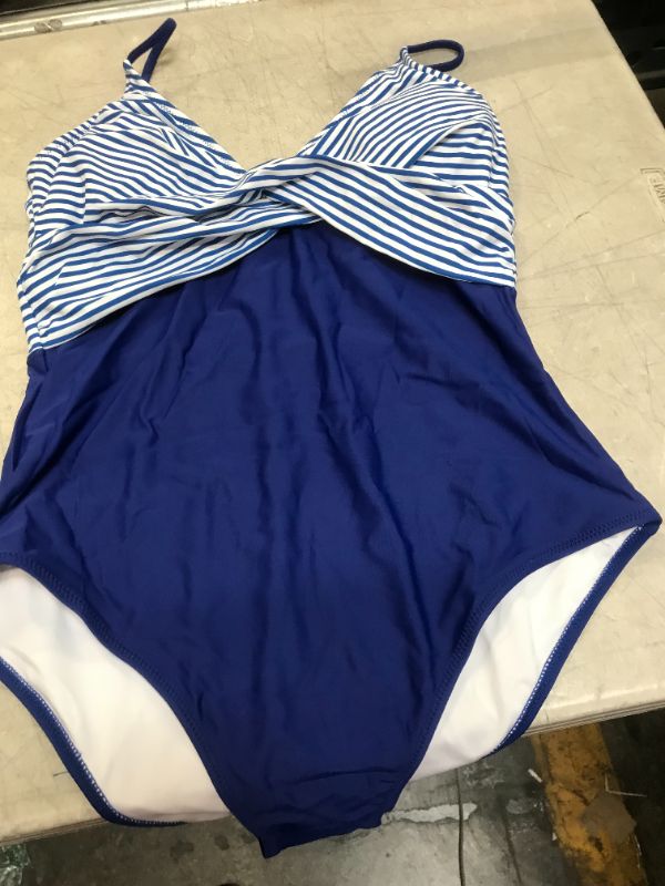 Photo 2 of Blue And Stripe One Piece Swimsuit LARGE