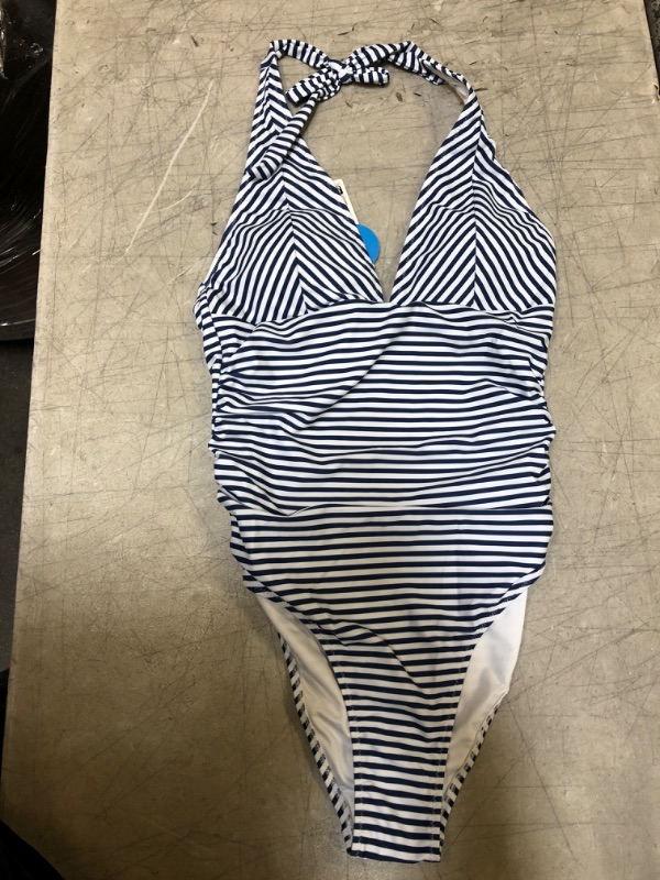 Photo 2 of Blue And White Stripe Halter One Piece Swimsuit. Medium
Blue And White Stripe Halter One Piece Swimsuit. Medium

