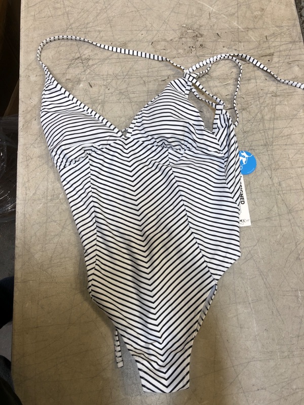 Photo 2 of Black And White Stripe V-Neck One Piece Swimsuit Large
Paris Triangle Cup String Bikini. Medium

