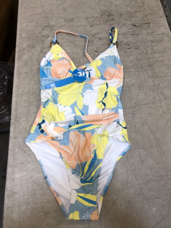 Photo 2 of Happy Blossom O-Ring Side Shirred One Piece Swimsuit. Small
Kianna Sweetheart Neck Halter Bandeau Midi Dress Medium

