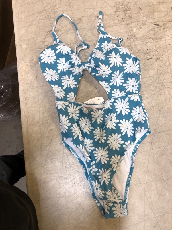 Photo 2 of Elaina Floral Cut Out Knot One Piece Swimsuit Medium
Striped High Waisted Bikini Bottom XS

