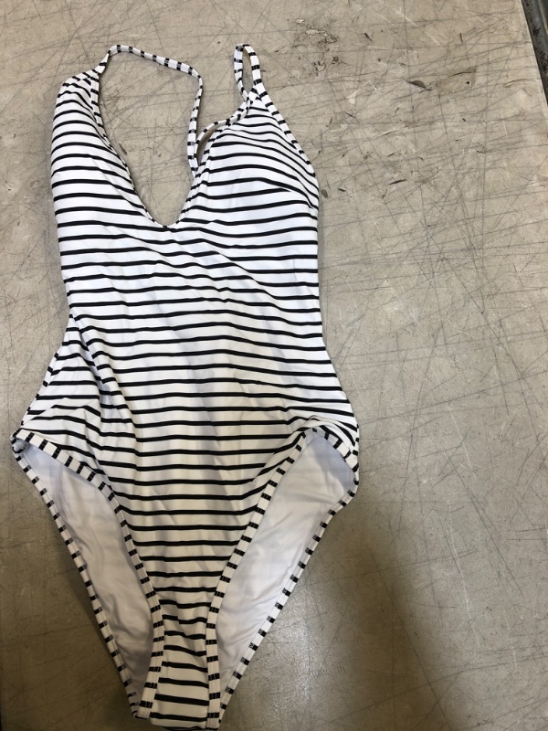 Photo 4 of Laisha Floral Plunge Neck Dress. Medium
Lasting Appeal Stripe One Piece Swimsuit Medium

