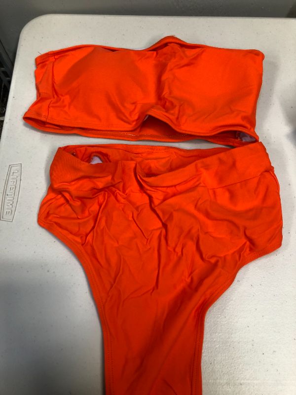 Photo 1 of women's two piece swimsuit set size S (orange)