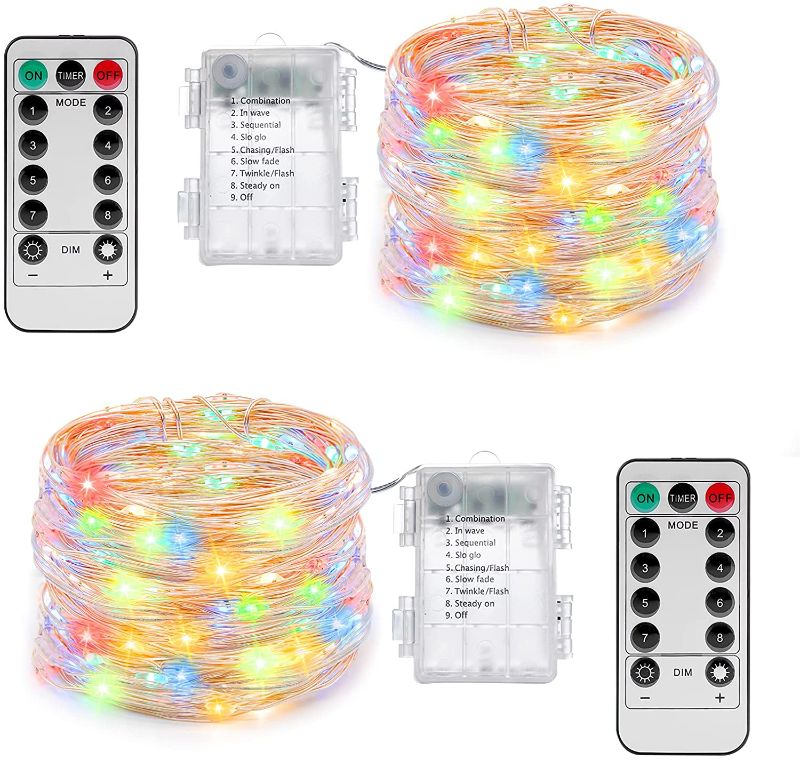 Photo 1 of 
KPafory Fairy Lights Battery Operated, 2 Pack 20Ft 60LEDS Twinkle Lights with Remote Control Timer Waterproof for Bedroom Party Wedding Christmas Indoor and Outdoor Decorations