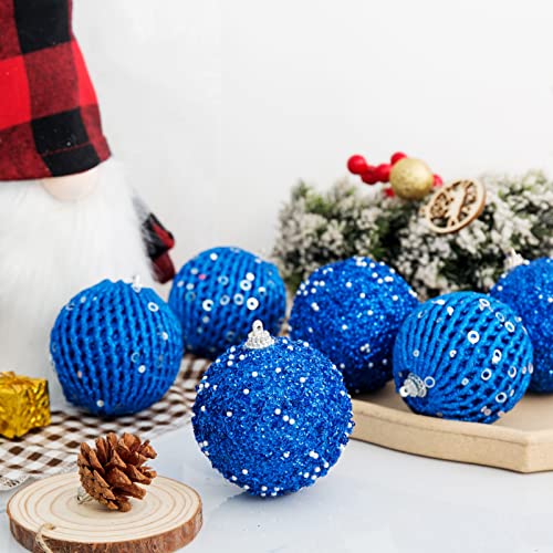 Photo 1 of 3.15" Christmas Ball Ornaments 12 Pcs Glitter Sequin Foam Ball Shatterproof Christmas Decorations Tree Balls Xmas Hanging Balls for Xmas Trees Wedding