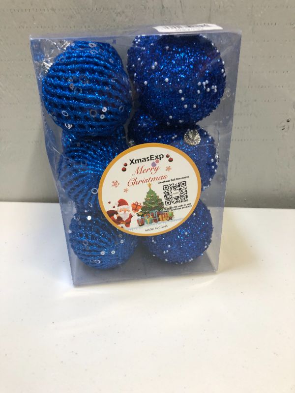 Photo 2 of 3.15" Christmas Ball Ornaments 12 Pcs Glitter Sequin Foam Ball Shatterproof Christmas Decorations Tree Balls Xmas Hanging Balls for Xmas Trees Wedding