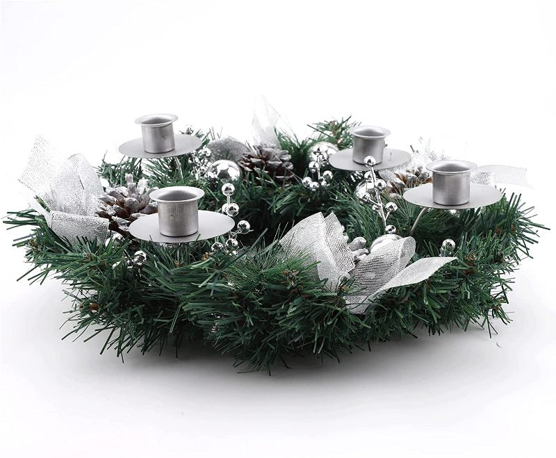 Photo 1 of Christmas Advent Wreath Xmas Garland Christmas Wreath with Candle Holder Season  