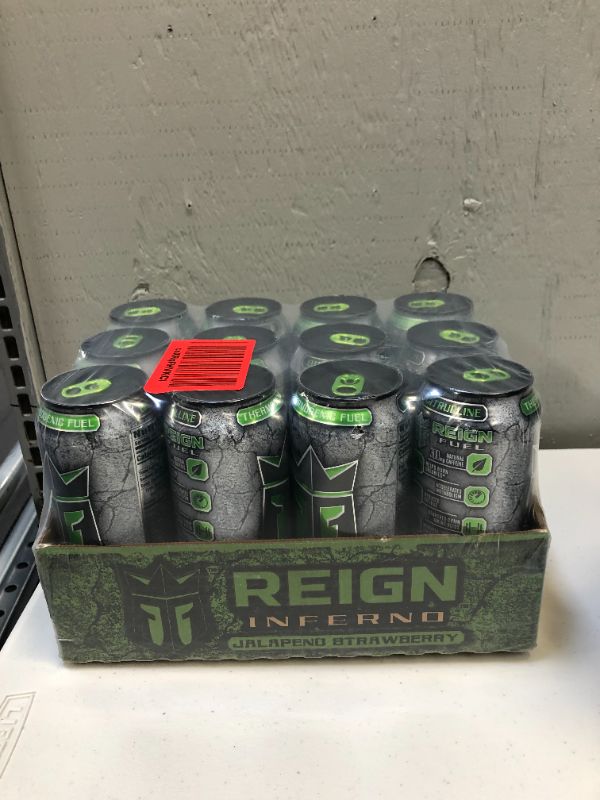 Photo 2 of (12 Cans) Reign Total Body Fuel Inferno Energy Drink, Jalapeno Strawberry, 16 Fl Oz
exp 02/2022