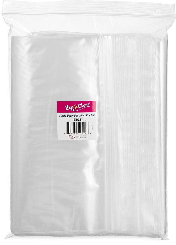 Photo 1 of [200 Bags 10" x 13"] Zip'n'Close Disposable Plastic Resealable Reusable Bags, 2 Mill Thick, Great for Home, Office, Vacation, Traveling, Sandwich, Fruits, Nuts, Cookies, Or Any Storage Needs
