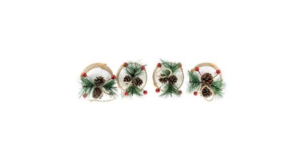 Photo 1 of  Shatterproof Christmas Tree Onion Shaped Ornaments with Pine Cones and Berries Green Red White 3.5" Tall Christmas Decoration Set of 4 Perfect for Christmas Decorations