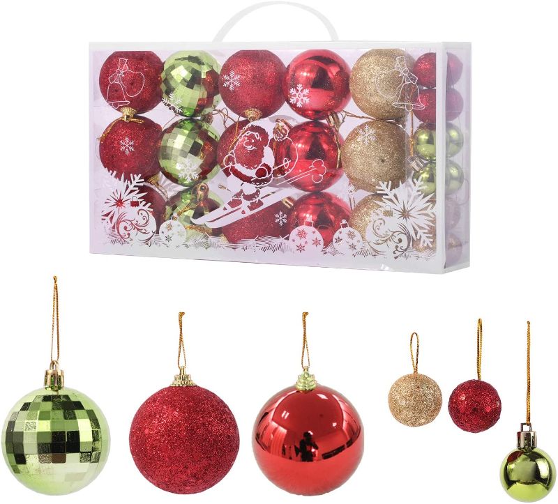 Photo 1 of 27ct Christmas Balls Xmas Balls Big Christmas Ornaments for Christmas Tree Xmas Tree Decorations,2.36" and 1.17" (Red&Green)