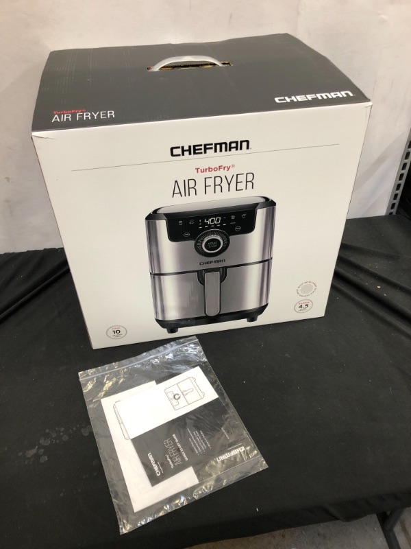 Photo 2 of CHEFMAN Air Fryer Healthy Cooking, 4.5 Qt,User Friendly and Dual Control Temperature, Nonstick Stainless Steel, Dishwasher Safe Basket, w/ 60 Minute Timer & Auto Shutoff
