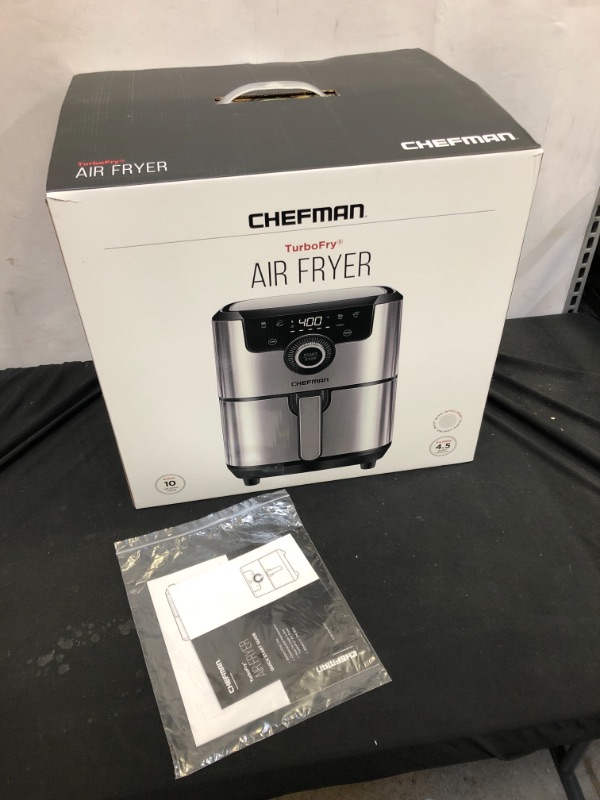 Photo 1 of CHEFMAN Air Fryer Healthy Cooking, 4.5 Qt,User Friendly and Dual Control Temperature, Nonstick Stainless Steel, Dishwasher Safe Basket, w/ 60 Minute Timer & Auto Shutoff
