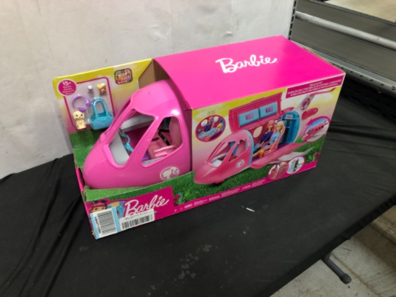 Photo 2 of Barbie Dreamplane Transforming Playset with Reclining Seats and Working Overhead Compartments, Plus 15+ Pieces Including a Puppy and a Snack Cart, for Kids 3 Years Old and Up

