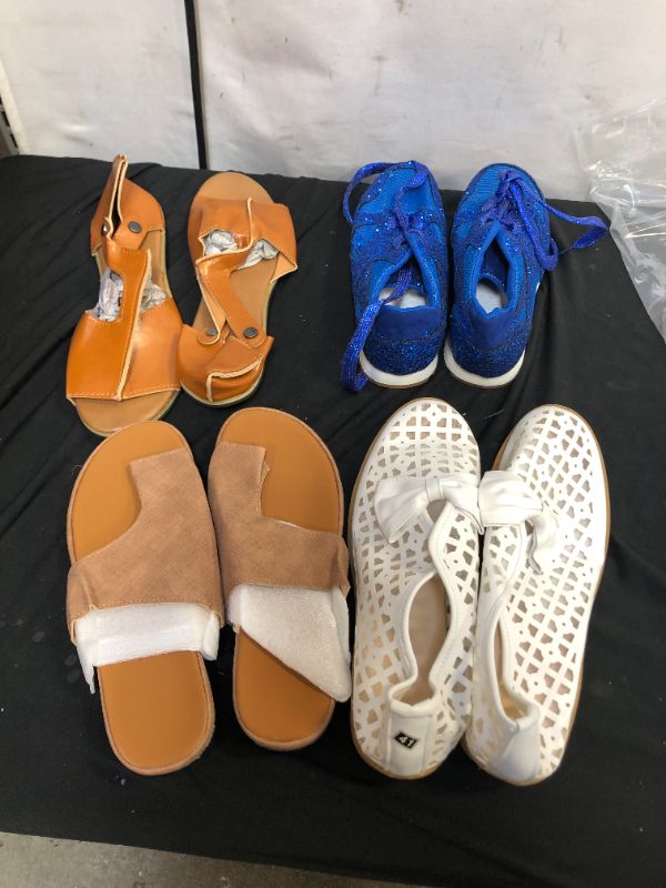 Photo 1 of 4 PAIR ASSORTED VARIOUS SIZES AND STYLES WOMEN'S SHOES SOLD AS IS (PHOTO IS ONLY AN EXAMPLE, ALL BAG LOTS ARE DIFFERENT)