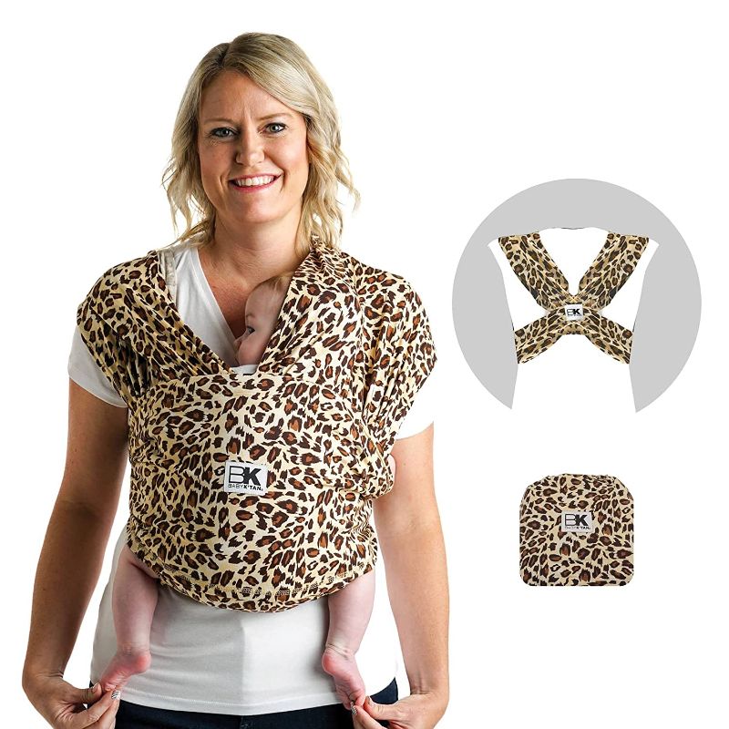 Photo 1 of Baby K'tan Print Baby Wrap Infant Carrier for Newborn to Toddler (8-35lb) - Pre-Wrapped Cloth Holder for Babywearing – Breathable Stretchy Sling, Leopard Love, M (W Dress 10-14 / Jacket 39-42) SIZE MEDIUM
