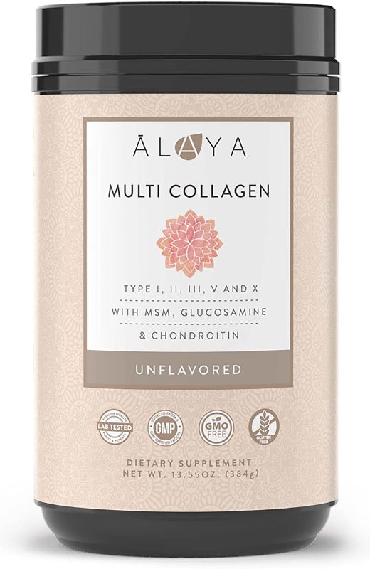 Photo 1 of Alaya Multi Collagen Powder - Type I, II, III, V, X Hydrolyzed Collagen Peptides Protein Powder Supplement with MSM + GC (Unflavored) FRESHEST BY 10/2022
