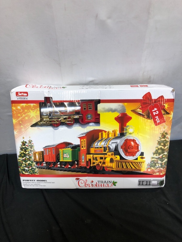 Photo 2 of Christmas Train Set, Safe Railway Train Set Interesting Santa Claus Train Ornament Easy to Assemble and Play 