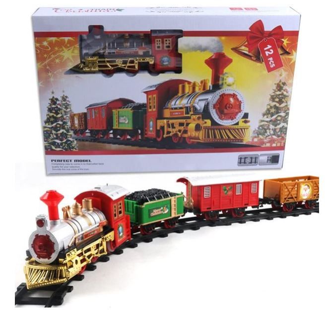 Photo 1 of Christmas Train Set, Safe Railway Train Set Interesting Santa Claus Train Ornament Easy to Assemble and Play 