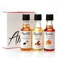 Photo 1 of Amoretti Premium Classic Syrups 50ml 3 Pack (French Vanilla, Caramel, Hazelnut)
