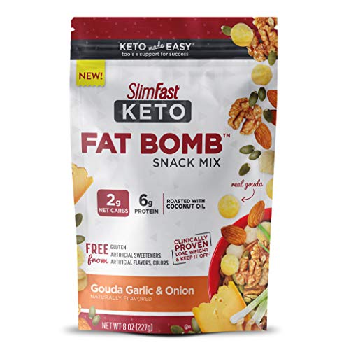 Photo 1 of  SlimFast Keto Fat Bomb Snack Mix - Gouda Garlic & Onion - 8 Oz Bag - Pantry Friendly Exp---Jan-2022