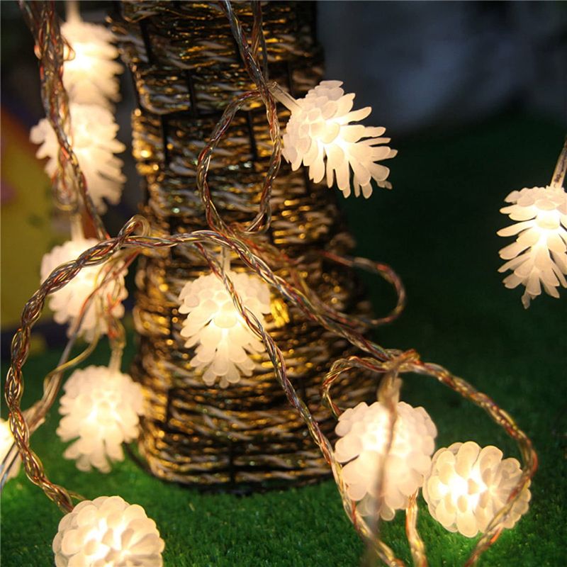 Photo 2 of 16 ft Christmas string lights pinecone warm white led lights 