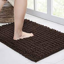 Photo 1 of Bathroom Rug Non Slip Bath Mat Water Absorbent Super Soft Shaggy Chenille Machine Washable Dry Extra Thick Perfect Absorbent Best Small Plush Carpet for Shower Floor