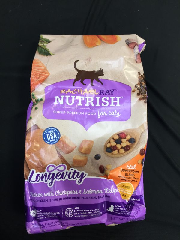 Photo 2 of Rachael Ray Nutrish Longevity Natural Chicken with Chickpeas & Salmon Recipe Dry Cat Food - 3lb exp- Oct 02/2021 