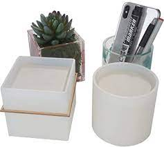 Photo 1 of 2 PK DIY plant pot mold , cube and cylinder resin planter mold 