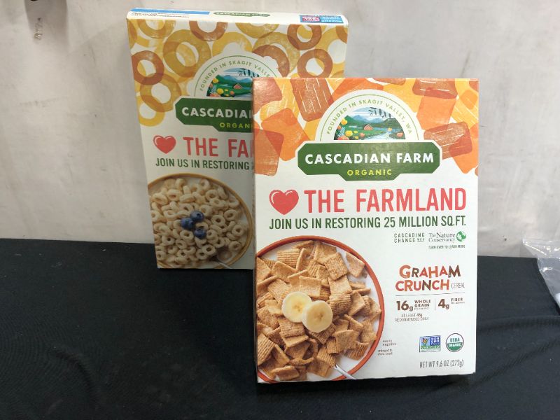 Photo 1 of 2 pack Cascadian Farm Organic Cereal, Purely O's, 8.6 oz
exp--feb  to 02-Mar-2022