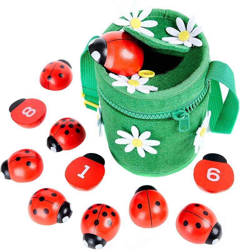 Photo 1 of Kenley Counting Ladybugs -Montessori Counting Toys for Toddlers -Wooden Educational Learning Toy for Girls&Boys 3 4 5 Year Old - Learn Numbers&Develop Fine Motor Skills -Math Preschool Kids Activity
