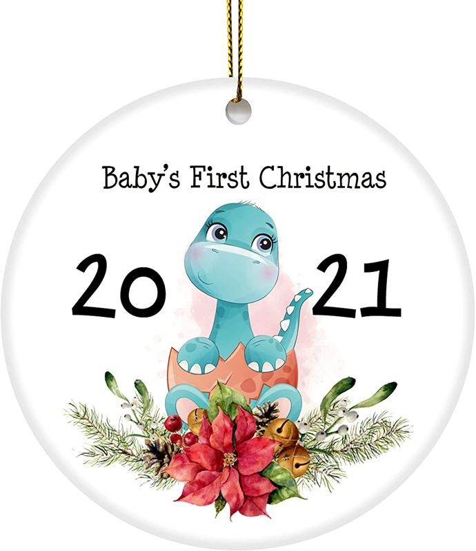 Photo 1 of 2 pack Babys First Christmas Ornament 2021,Dinosaur Ornaments for Christmas Tree,My First Christmas Ornament 2021,Dinosaur Christmas Ornament,2021 Christmas Ornaments,Christmas Tree Ornaments