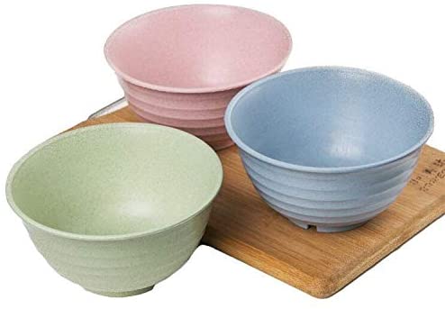 Photo 1 of 2 pack V SSS Mart Premium Quality Portable Wheat Straw Eco Friendly Daily Use for Cereal Salad Snack Soup Desert Ice cream Fruit Serving 4 PCS Bowls set (Pink Blue Green Beige/Size D17 9 Cms)