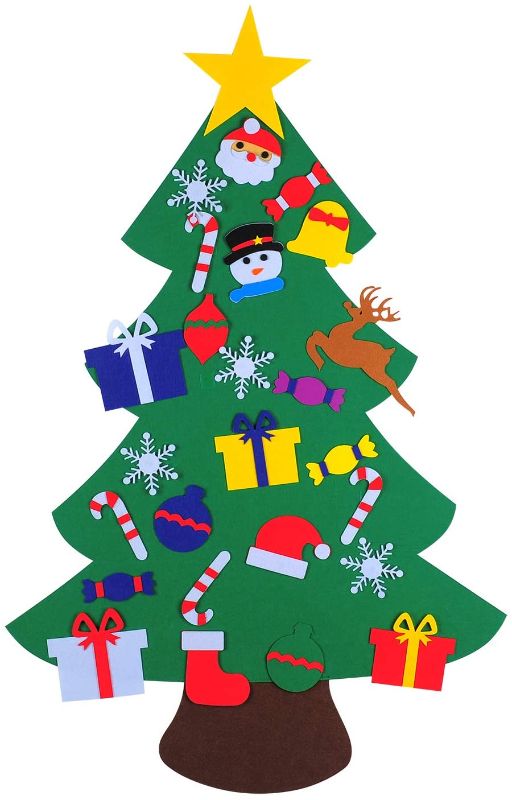 Photo 1 of 
ShaggyDogz DIY Felt Christmas Tree Set with 26 Ornaments for Kids, Xmas Gifts, New Year Door Wall Hanging for Christmas Decorations (stysle 1)