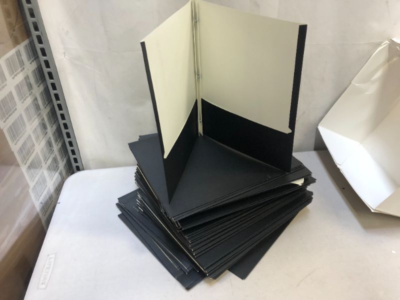 Photo 1 of 2 pocket paper folders black 50 pack 