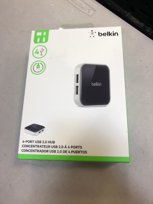 Photo 3 of Belkin 4-Port Powered Desktop USB Hub with Support for USB-A, USB 2.0, and USB 1.1, Black and White
