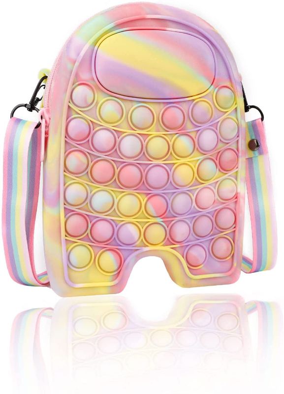 Photo 1 of Iqimott Pop Purse for Girls Boys, Pop Shoulder Bag School Fidget Crossbody Bag for Kids Adults, Pop Bubbles Fidget Toy
