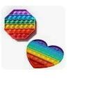 Photo 1 of Accessories Pack of Bubble Push Pop Sensory Fidget Toy Set Stress Relief for Kids and Adults Silicone (2 PCs Octagon & Heart, Rainbow)