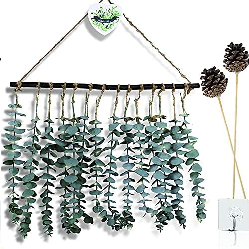 Photo 1 of Artificial Eucalyptus Hanging Wall Decor with Lights?Artificial Eucalyptus Vines Wall Hanging Plants ?Farmhouse Rustic Boho Wall Decor Bathroom?Bedroom, Living Room,Home Decor
