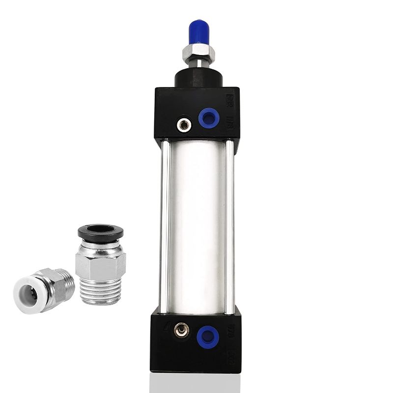 Photo 1 of Aluminum Alloy Pneumaitc Air Cylinder SC 63 X 50 ?63mm/2.5" Bore 50mm/2" Stroke ?Single Rod Double Acting Air Cylinder with 2Pcs 8mm Pneumatic Quick Fitting
