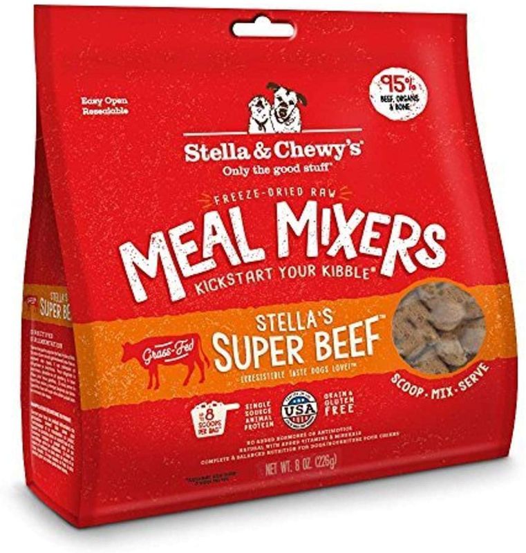 Photo 1 of 24 pack, best if used by oct 30 2021, Stella & Chewy's Freeze-Dried Raw Stella's Super Beef Meal Mixers Grain-Free Dog Food Topper - read notes