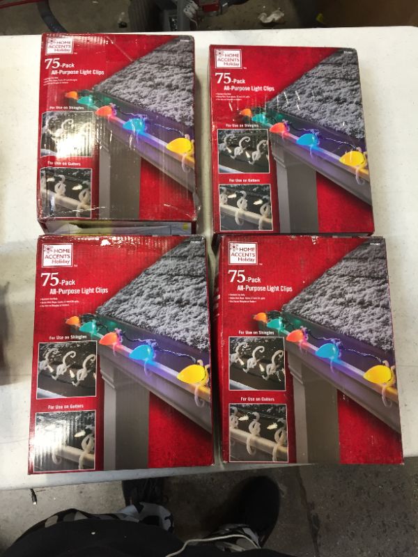 Photo 1 of 4 pack, 75 pc Home Accents Holiday 80195 Universal Shingle/Gutter Clip